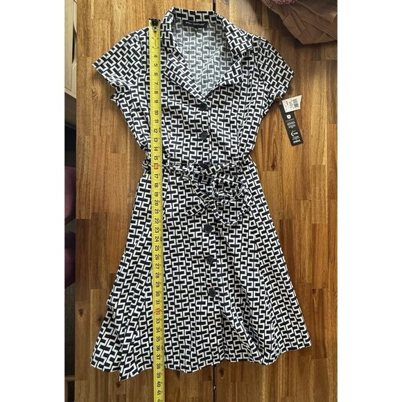 Mlle Gabrielle Button Front Shirt Dress Blue Belted MEDIUM - Picture 2 of 10